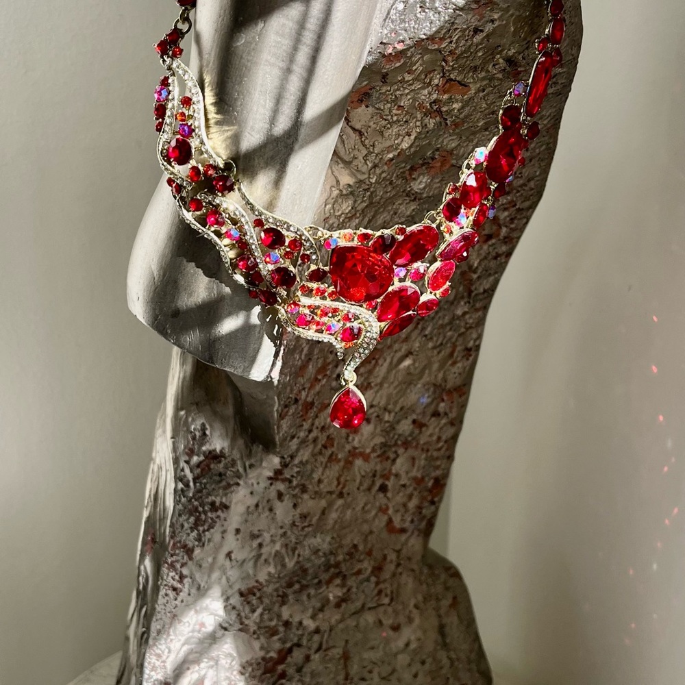 Fab Retro “Ruby”And Rhinestones Adjustable Statem… - image 5